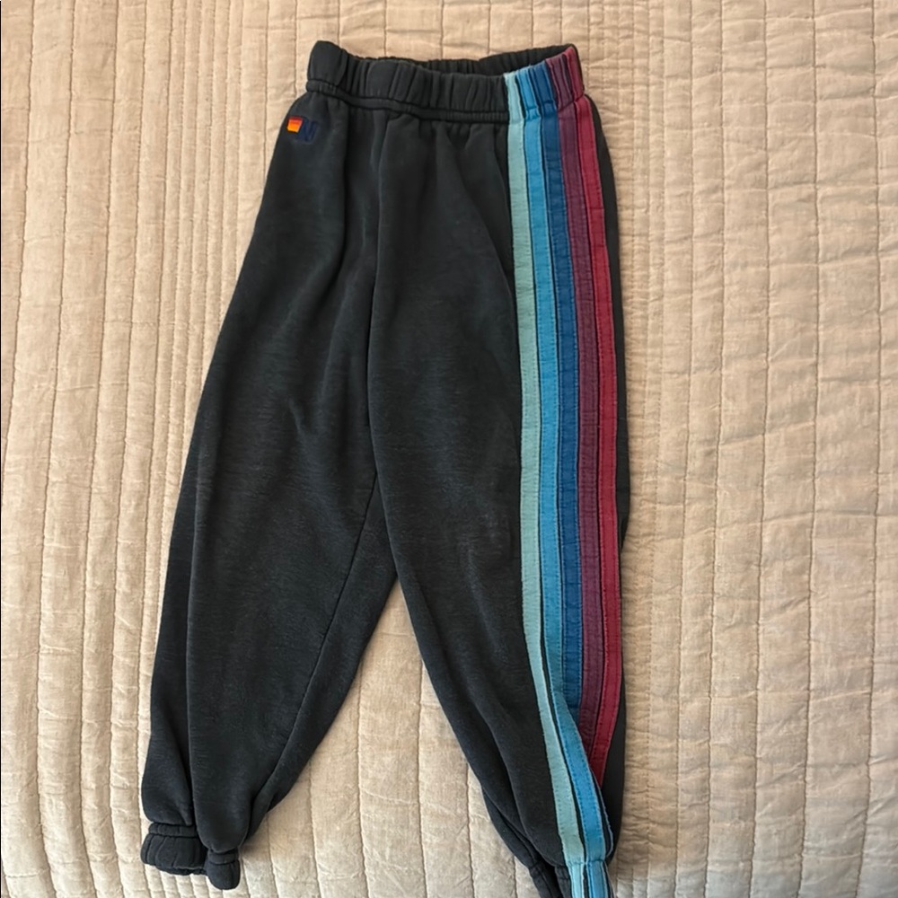 Aviator Nation Kids' Charcoal Joggers with Stripes on left leg